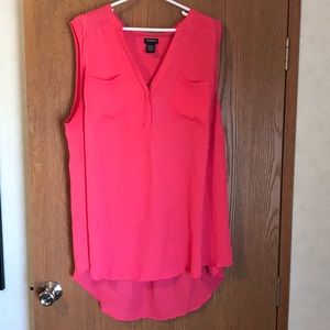 Plus size dressy tunic tank with lower back